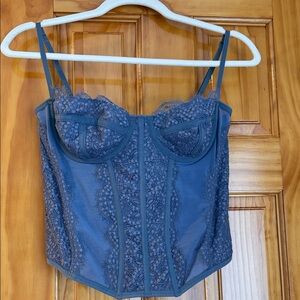 Urban Outfitters Blue Lace Corset Top